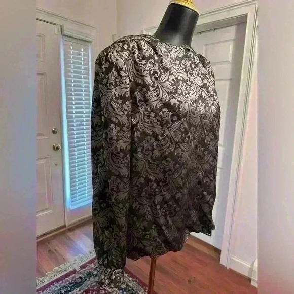 Vintage champagne and black blouse size 16 - Picture 2 of 4